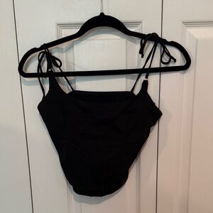 Stretchy Black Corset Top with adjustable Bow spaghetti straps